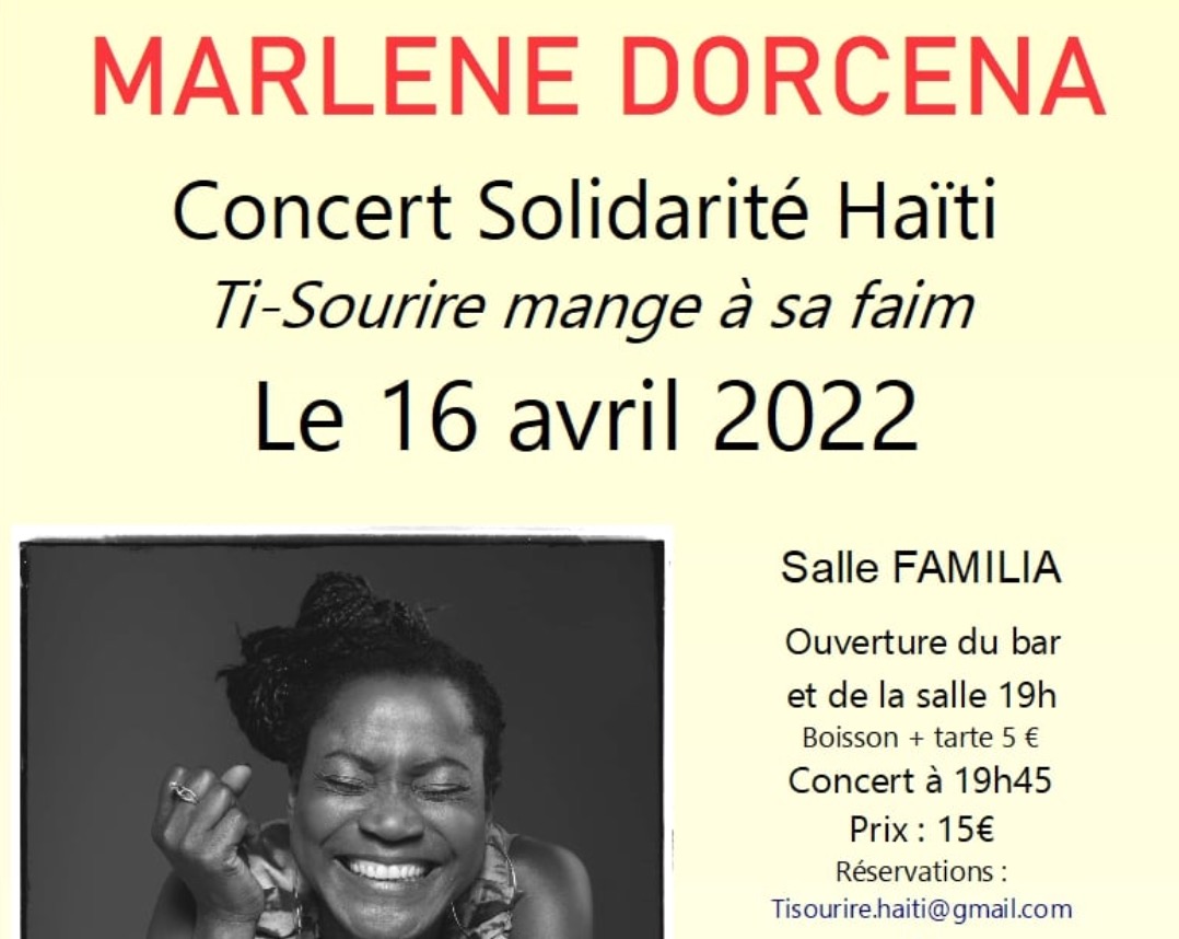 Le 16/04 Concert solidarité Haïti salle Familia