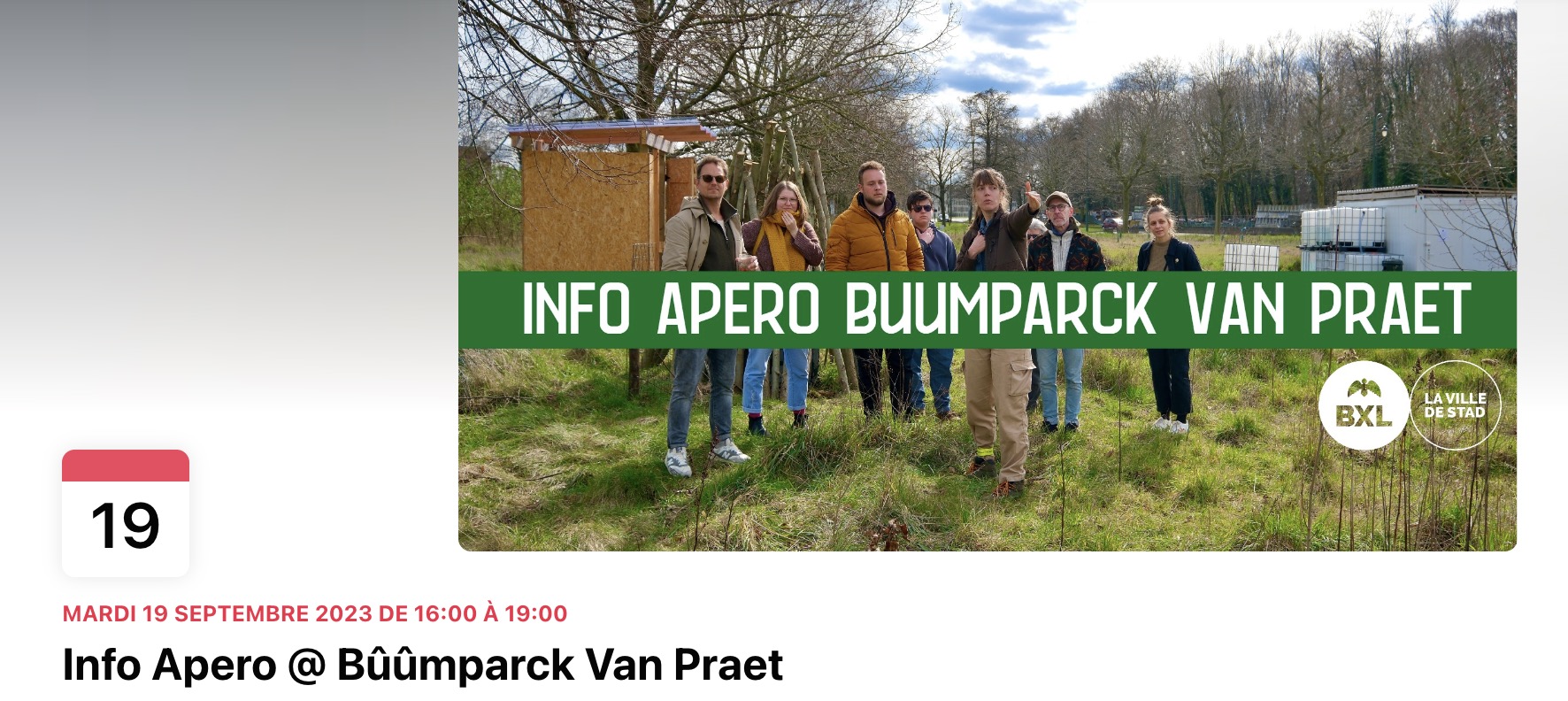 Le 19/09: Info-Apéro @ Bûûmparck van Praet